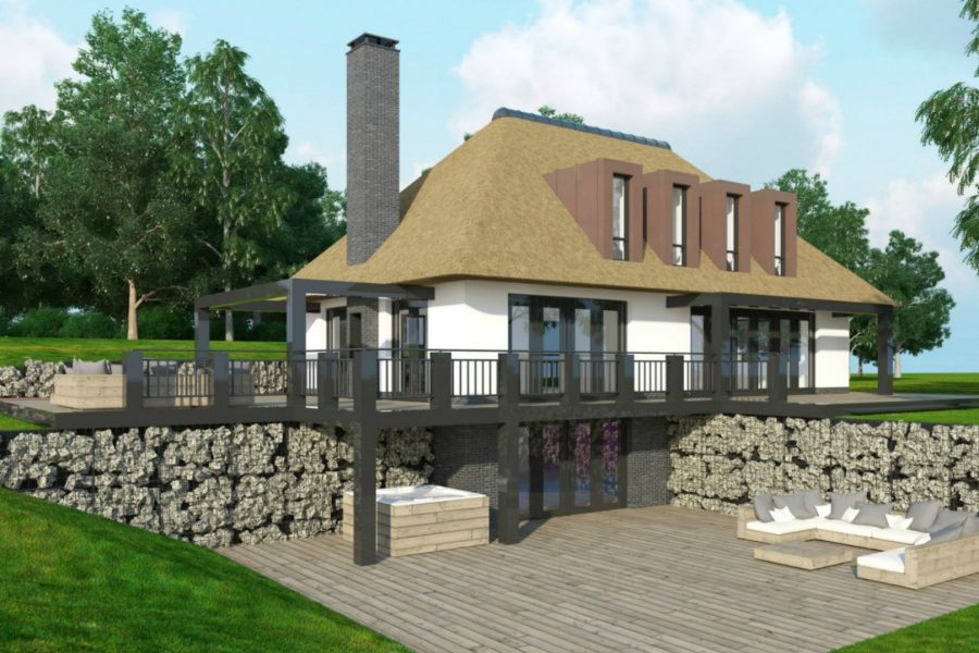 Moderne rietgedekte villa ontwerpen