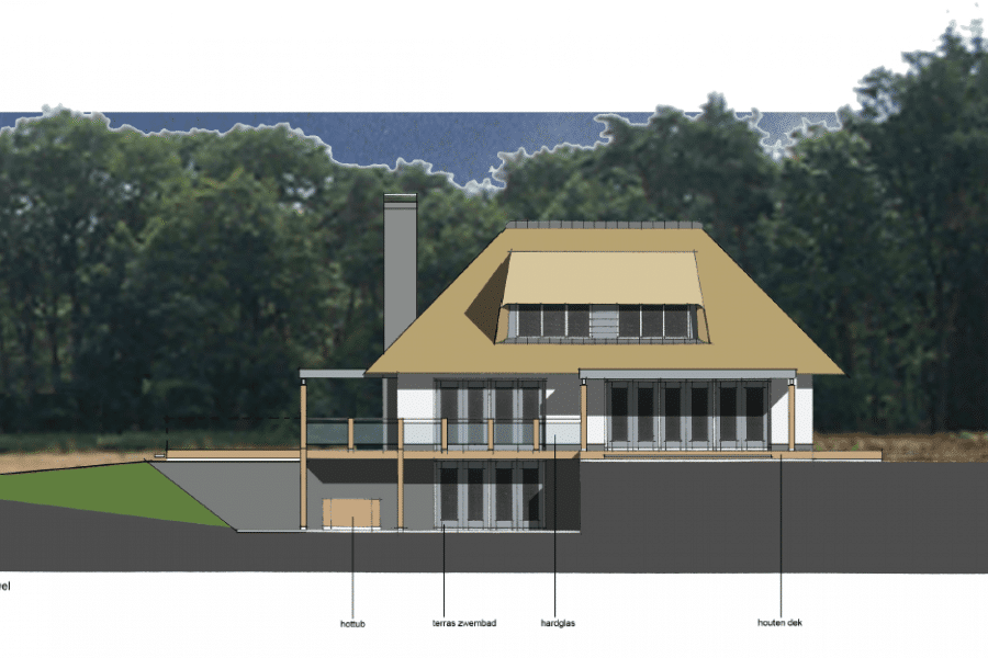 Moderne rietgedekte villa ontwerpen