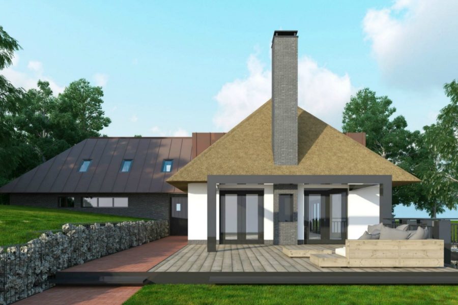 Moderne rietgedekte villa ontwerpen