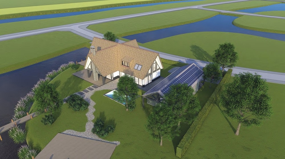 villa op landtong in Friesland